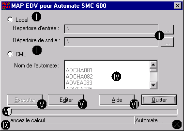 IHM de MAP EDV pour Windows